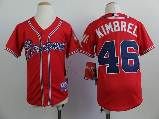Youth Atlanta Braves #46 Kimbrel Red MLB Jerseys->youth mlb jersey->Youth Jersey